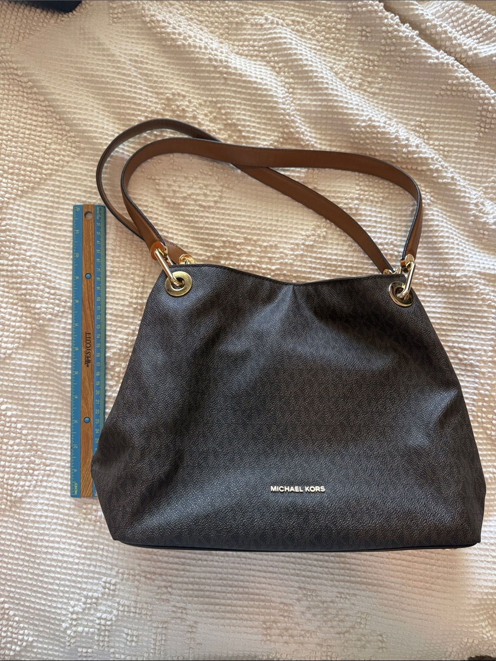 Michael Kors Dark Brown Shoulder BOHO Tote with Gold Hardware - Picture 2 of 5